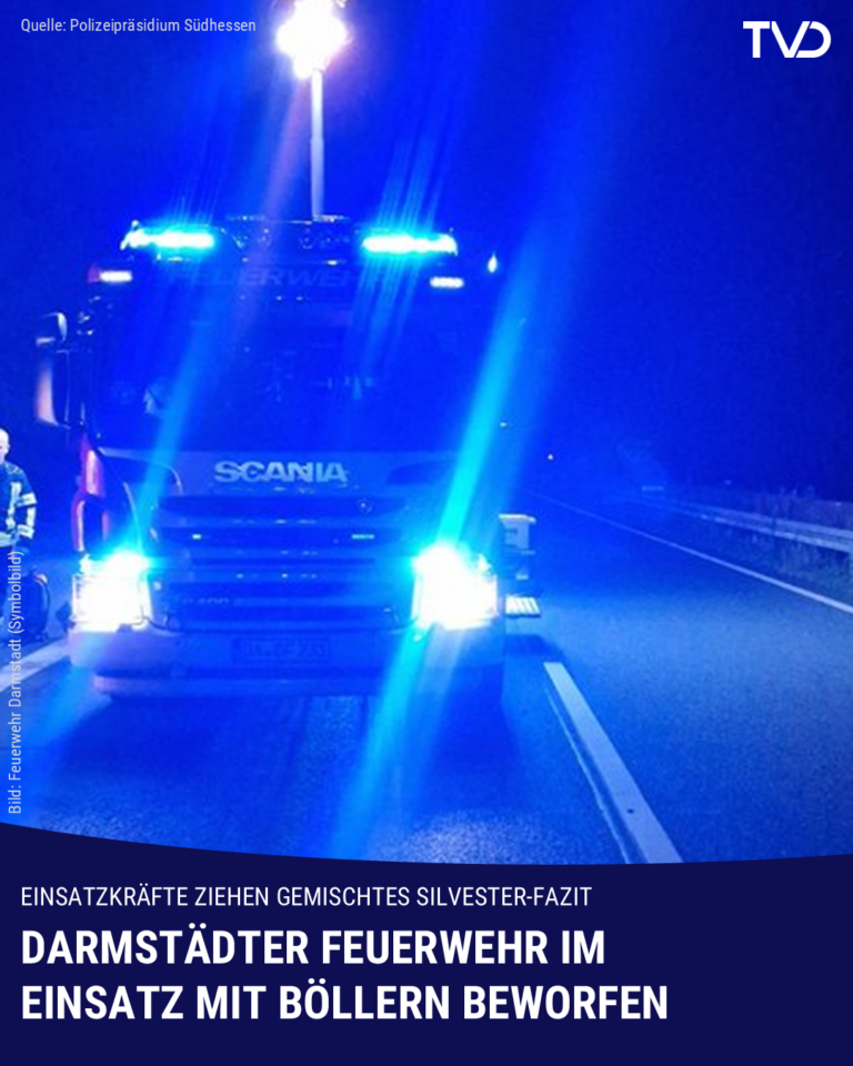 Darmstädter Feuerwehr im Einsatz mit Böllern beworfen