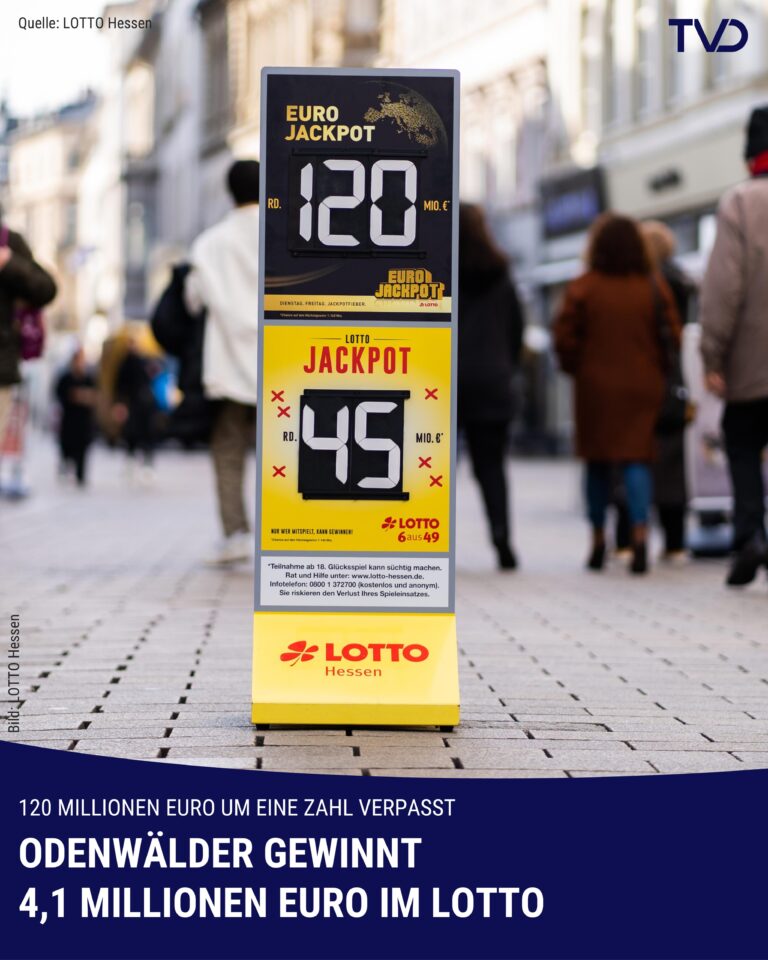 Odenwälder gewinnt 4,1 Millionen Euro im Lotto