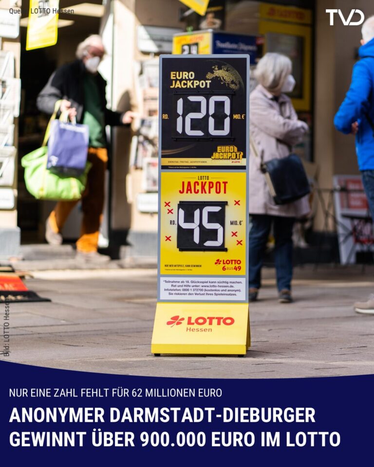 Anonymer Darmstadt-Dieburger gewinnt über 900.000 Euro im Lotto
