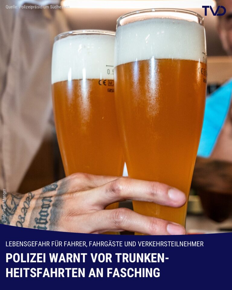 Polizei warnt vor Trunkenheitsfahrten an Fasching