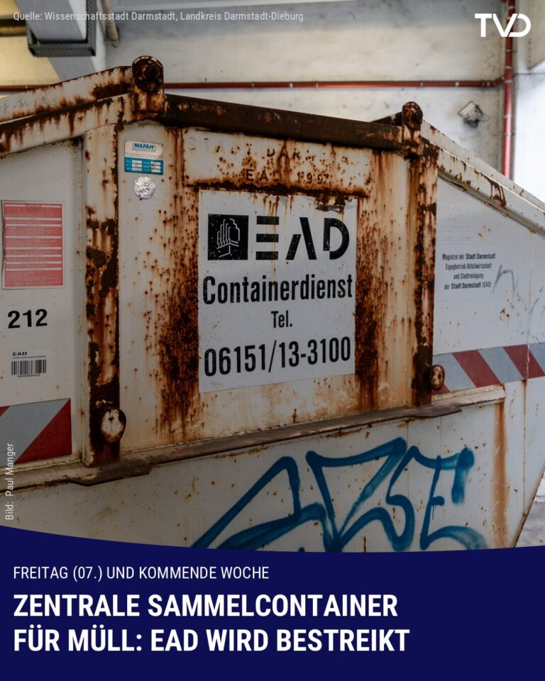EAD wird bestreikt – Zentrale Container zur Müllsammlung