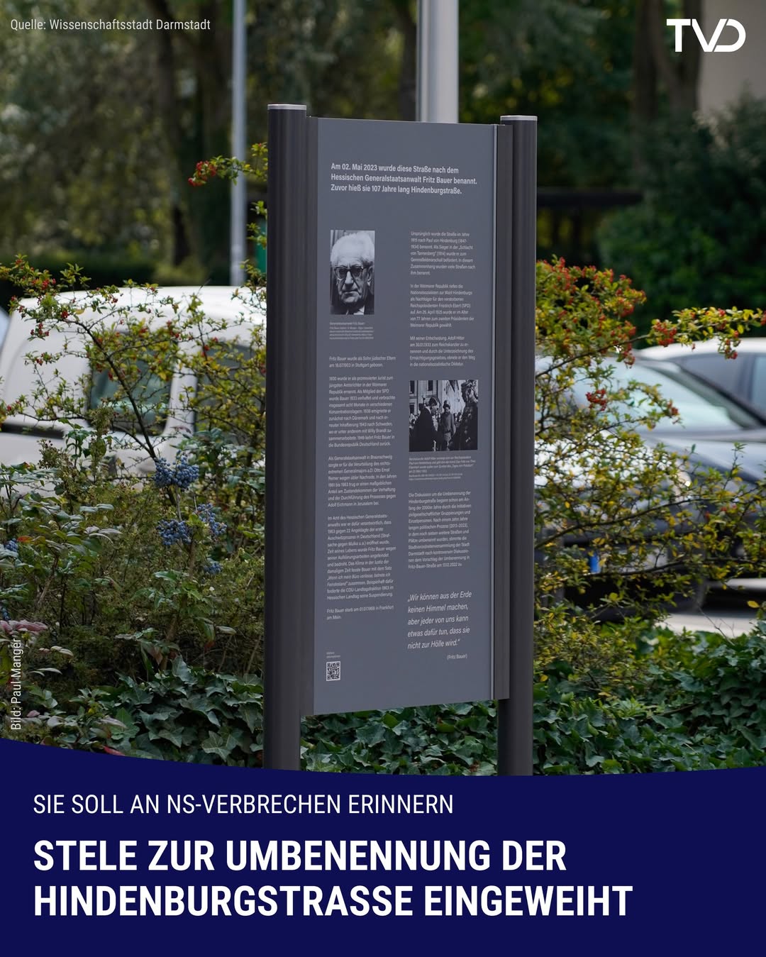 Stele zur Umbenennung der ex-Hindenburgstraße eingeweiht